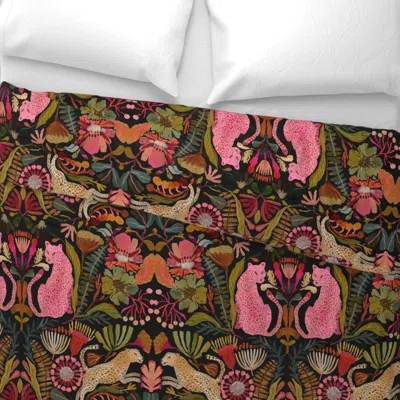 Spoonflower Big Cats - Cheetah Print Black Jumbo Large Scale Leopard Jaguar Floral Euro Pillow Sham In Multi
