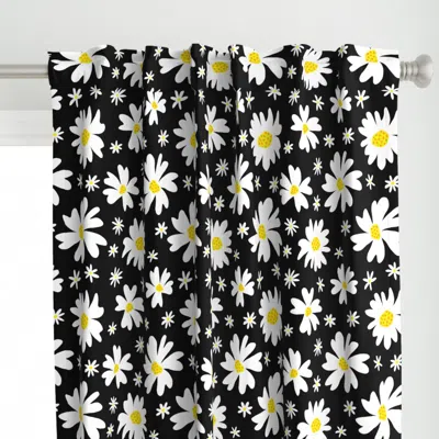 Spoonflower Big Flowers Black White Curtain Panel