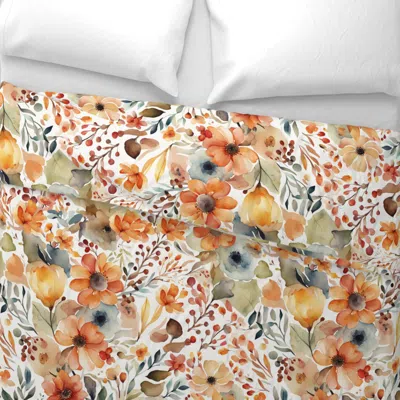 Spoonflower Big Flowers Pattern In Earth Colors Wide Cotton Sateen 3.5 oz 26" X 20" Standard Knife Edge
