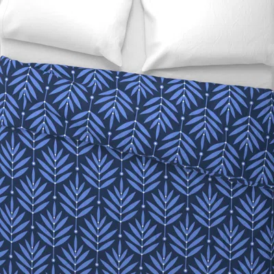Spoonflower Big Navy Blue Leaves 0038 R Wide Cotton Sateen 3.5 oz 26" X 20" Standard Knife Edge