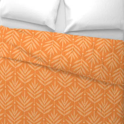 Spoonflower Big Tangerine Apricot Leaves 0038 2e Art Nouveau Art Deco Pumpkin Mid King Pillow Sham