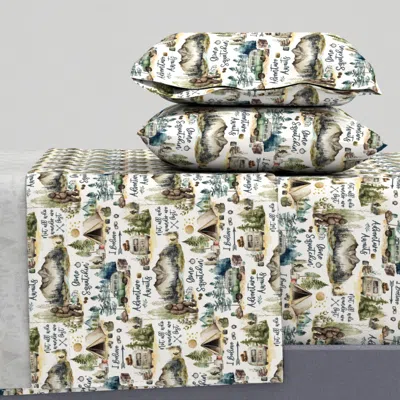 Spoonflower Bigfoot - Gone Squatchin' - Sasquatch - Linen - Large Queen Sheet Set