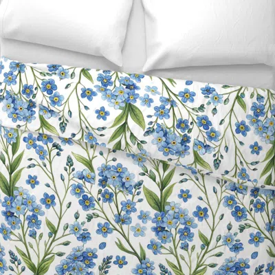 Spoonflower Bigger Blue Forget Me Nots Dainty Spring Flowers Wide Cotton Sateen 3.5 oz 26" X 20" Standard Knife 