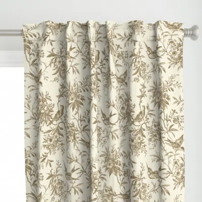 Spoonflower Bird Toile Classic Brown Curtain Panel
