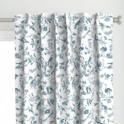 Spoonflower Bird Toile De Jouy In Curtain Panel In Blue