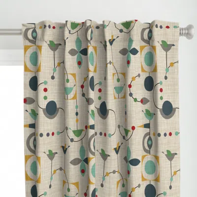 Spoonflower Birdland In Green By Curtain Panel