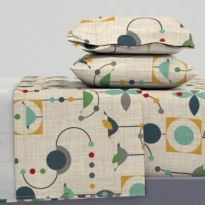 Spoonflower Birdland In Green By Virginia Queen Sheet Set