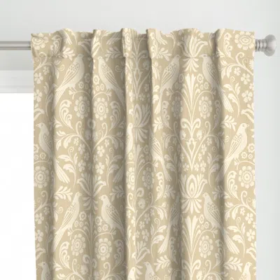 Spoonflower Birds And Blooms Damask - Curtain Panel