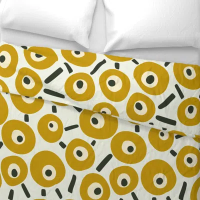 Spoonflower Birds Eye View - Mustard - For Wallpaper Euro Pillow Sham