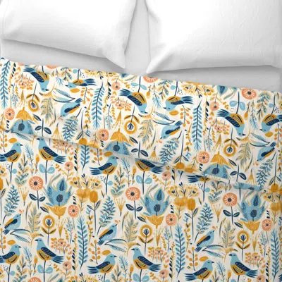 Spoonflower Birds In The Forest Wide Cotton Sateen 3.5 oz 26" X 20" Standard Knife Edge