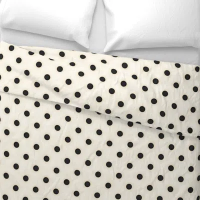 Spoonflower Black And Antique White Polka Dots (medium Scale) Wide Cotton Sateen 3.5 oz 26" X 20" Standard Knife