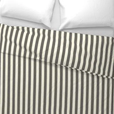 Spoonflower Black And Creamy White Ticking Denim Textured Stripe Euro Pillow Sham