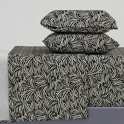 Spoonflower Black And Ivory Boho Safari / Small Scale Queen Sheet Set