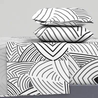 Spoonflower Black And White Abstract Curves Queen Sheet Set