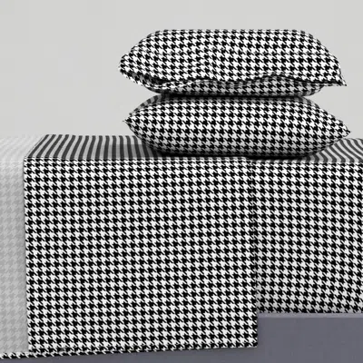 Spoonflower Black And White Houndstooth Pattern King Sheet Set