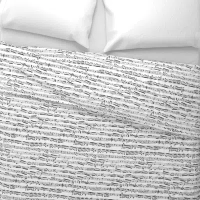 Spoonflower Black And White Music Notes Wide Cotton Sateen 3.5 oz 26" X 20" Standard Knife Edge