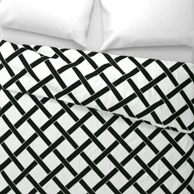 Spoonflower Black And White Trellis Diamond Wide Cotton Sateen 3.5 oz 26" X 20" Standard Knife Edge