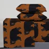 Spoonflower Black Bear On Rust Queen Sheet Set
