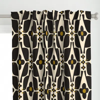 Spoonflower Black Birds And Daisies - Curtain Panel