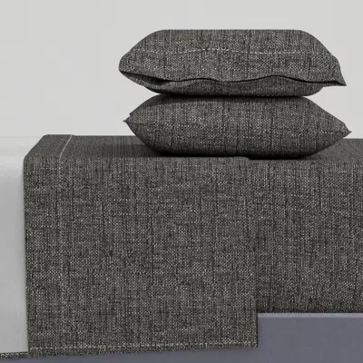 Spoonflower Black Canvas Texture Solid Cal King Sheet Set