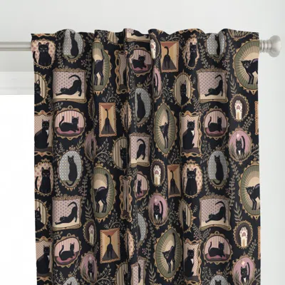 Spoonflower Black Cats Doodle Gallery Curtain Panel