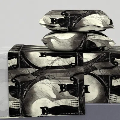 Spoonflower Black Cats Queen Sheet Set
