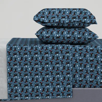 Spoonflower Black Labs With Navy Blue Background - Small Scale Full Sheet Set