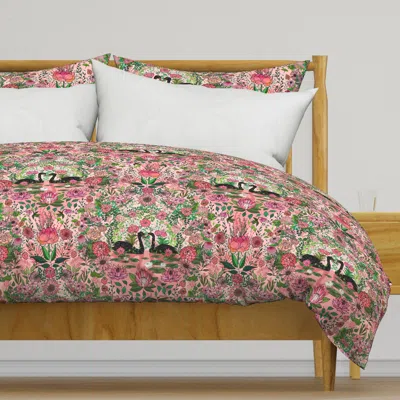 Spoonflower Black Swans In A Rose Tinted Duvet Cover