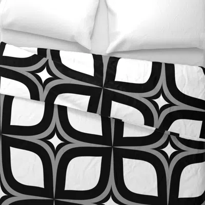 Spoonflower Black White Gray Mid Century Modern 4 Leaf Clover - Jumbo Scale Euro Pillow Sham
