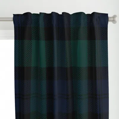Spoonflower Blackwatch Tartan Curtain Panel In Green