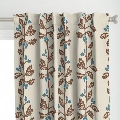 Spoonflower Block Print Acorn & Leaf Curtain Panel