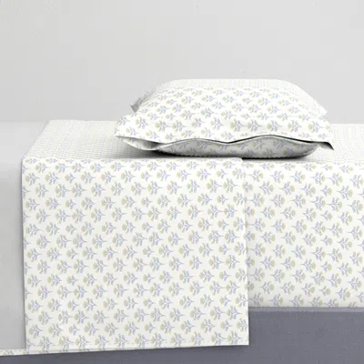 Spoonflower Block Print Sprig Gold And Cool Blue Twin Xl Sheet Set