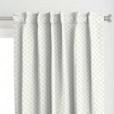 Spoonflower Block Print Sprig Seafoam Curtain Panel
