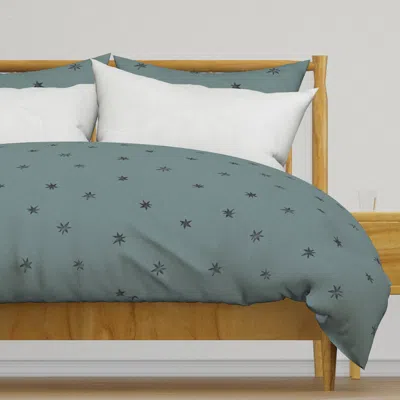 Spoonflower Block-printed Scattered Stars Duvet Cover