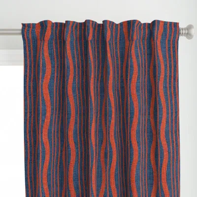 Spoonflower Blood Orange Blue Wavy Curtain Panel