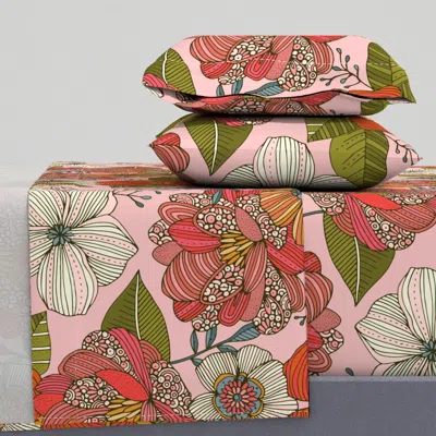 Spoonflower Bloom Boom - Large Scale Queen Sheet Set