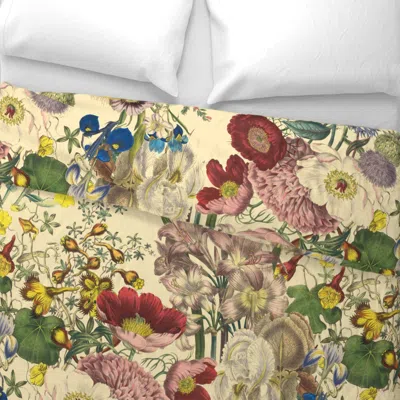 Spoonflower Bloomin' Lovely Trianon Cream Euro Pillow Sham