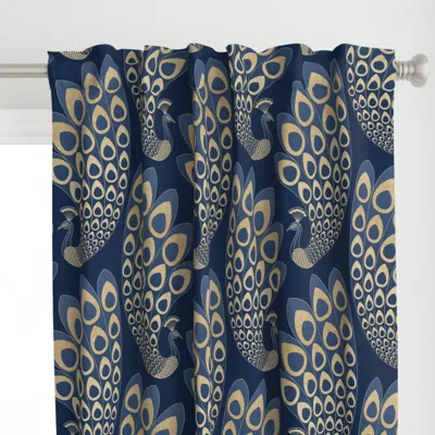 Spoonflower Blue And Gold Art Deco Curtain Panel