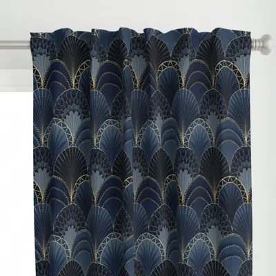 Spoonflower Blue And Gold Art Deco Curtain Panel