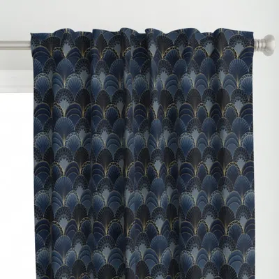 Spoonflower Blue And Gold Art Deco Curtain Panel