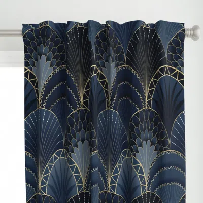Spoonflower Blue And Gold Art Deco Curtain Panel