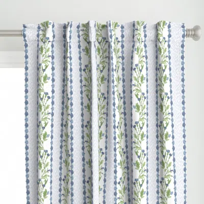 Spoonflower Blue And Green Carnation Curtain Panel
