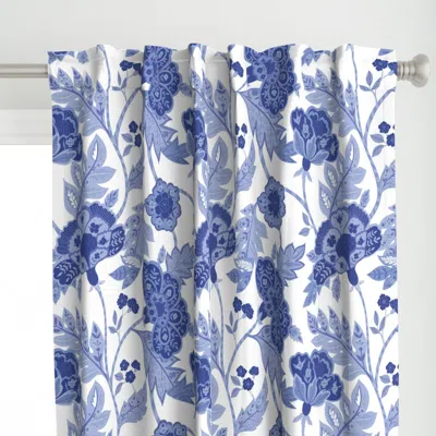 Spoonflower Blue And White Floral Curtain Panel