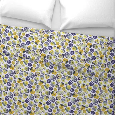 Spoonflower Blue And Yellow Pansies Wide Cotton Sateen 3.5 oz 26" X 20" Standard Knife Edge