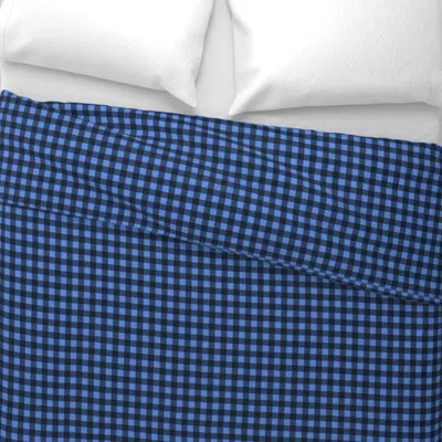 Spoonflower Blue Bay And Black Gingham Check Wide Cotton Sateen 3.5 oz 26" X 20" Standard Knife Edge