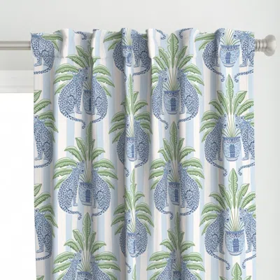 Spoonflower Blue Leopard With Ginger Curtain Panel