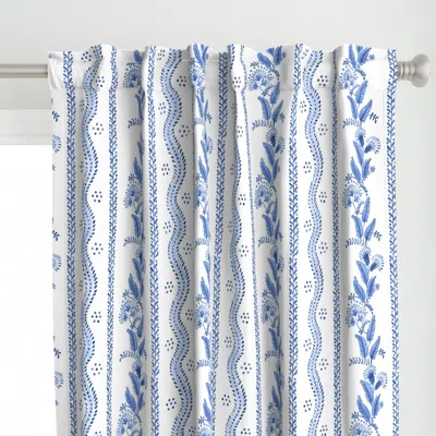 Spoonflower Blue Og Emma Stripe Curtain Panel