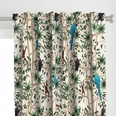 Spoonflower Blue Parrots And Pelicans Curtain Panel