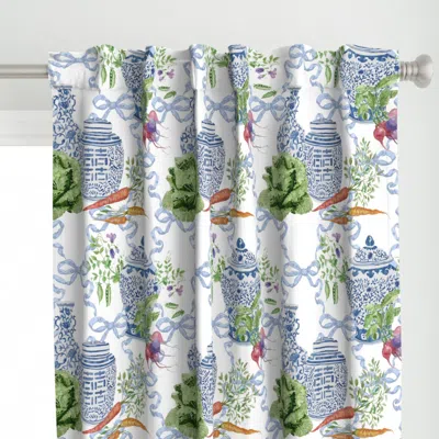 Spoonflower Blue Ribbon Curtain Panel