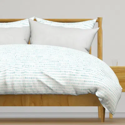 Spoonflower Blue Watercolor Dashes Duvet Cover